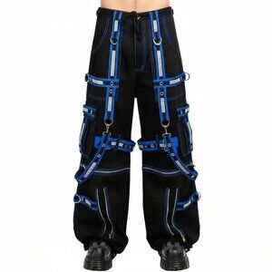 Mens Extreme Bondage Gothic Electro Reflector Black/Blue Pant Shorts Usa